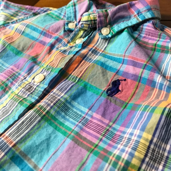 RALPH LAUREN Baby Colorful Button Down Shirt 9 M - Picture 2 of 4
